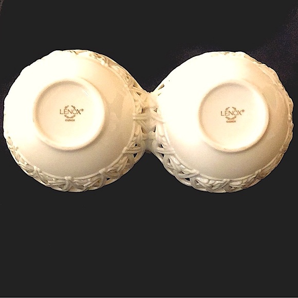 “LENOX GIFTWARE” DOUBLE BASKET WEAVE DESIGN BOWLS with HANDLE - Picture 6 of 7